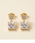 Celestia Princess Cut CZ Gold Plated Drop Earrings for Women