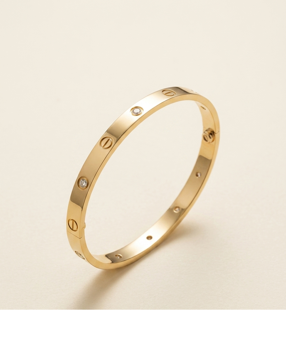 Gold Screw Motif Crystal Bangle Bracelet Set for Women