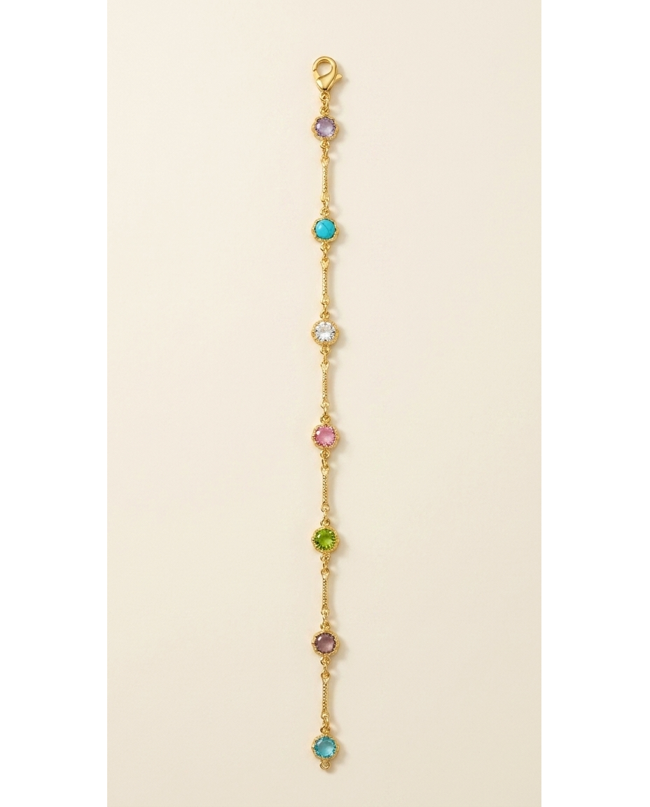 Multicolor Gemstone Gold Bracelet for Women