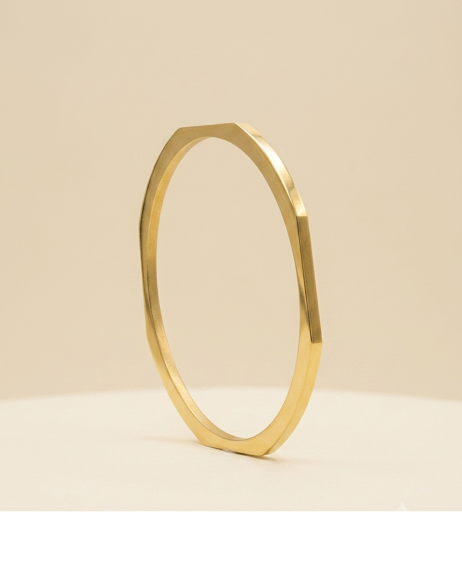 Minimalist Gold-Tone Geometric Bangle for Women