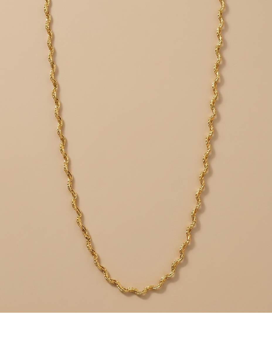 Gold Wave Chain Necklace for Women