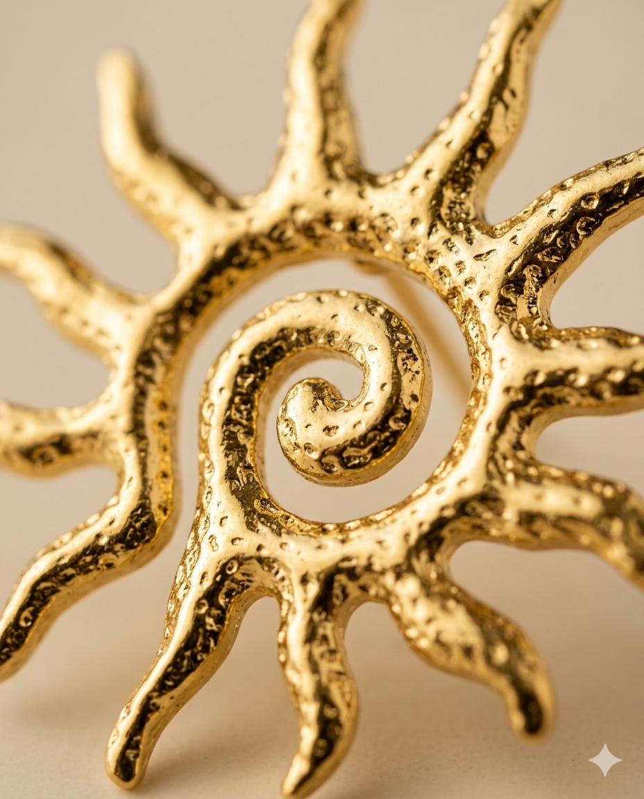 Gold Sun Spiral Statement Earrings for Women