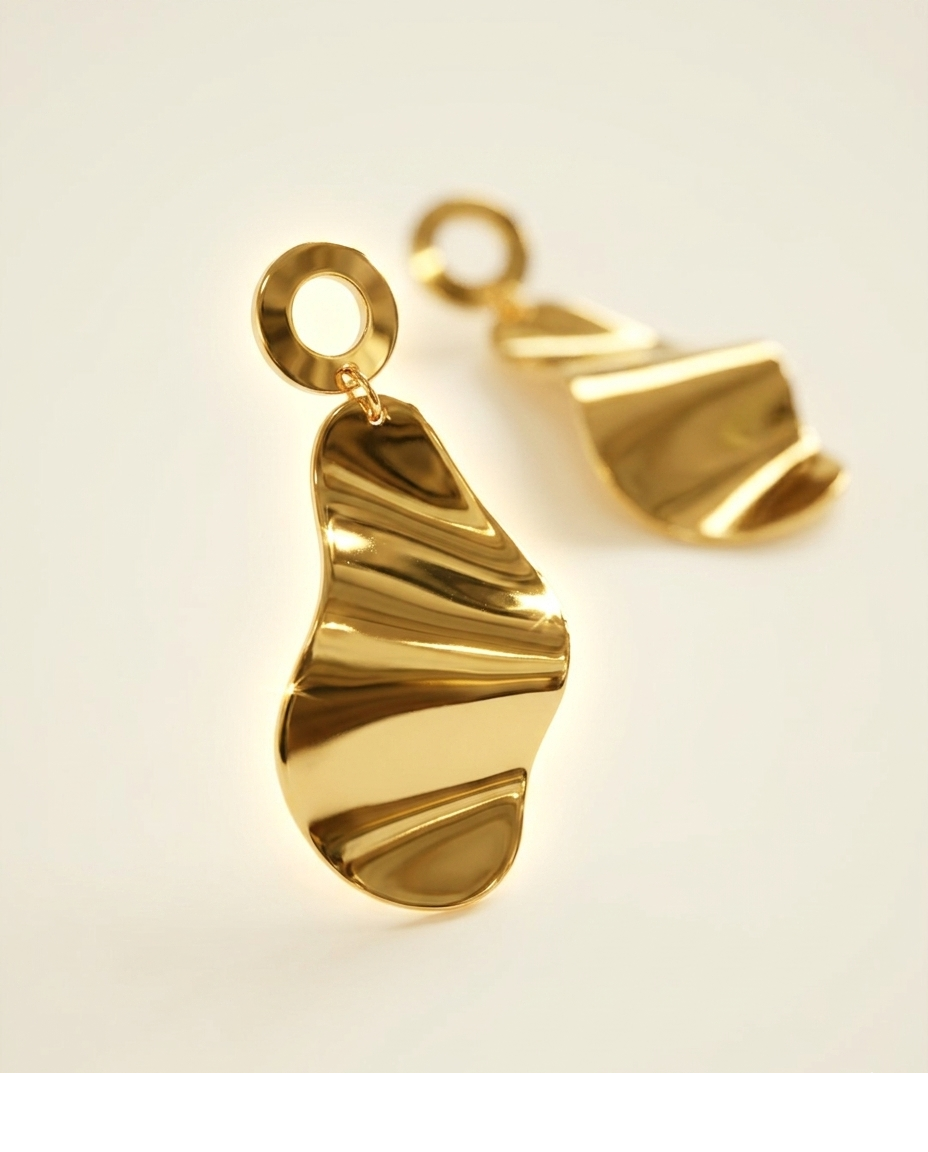 Aurora Wave Gold Plated Statement Drop Earrings for Women
