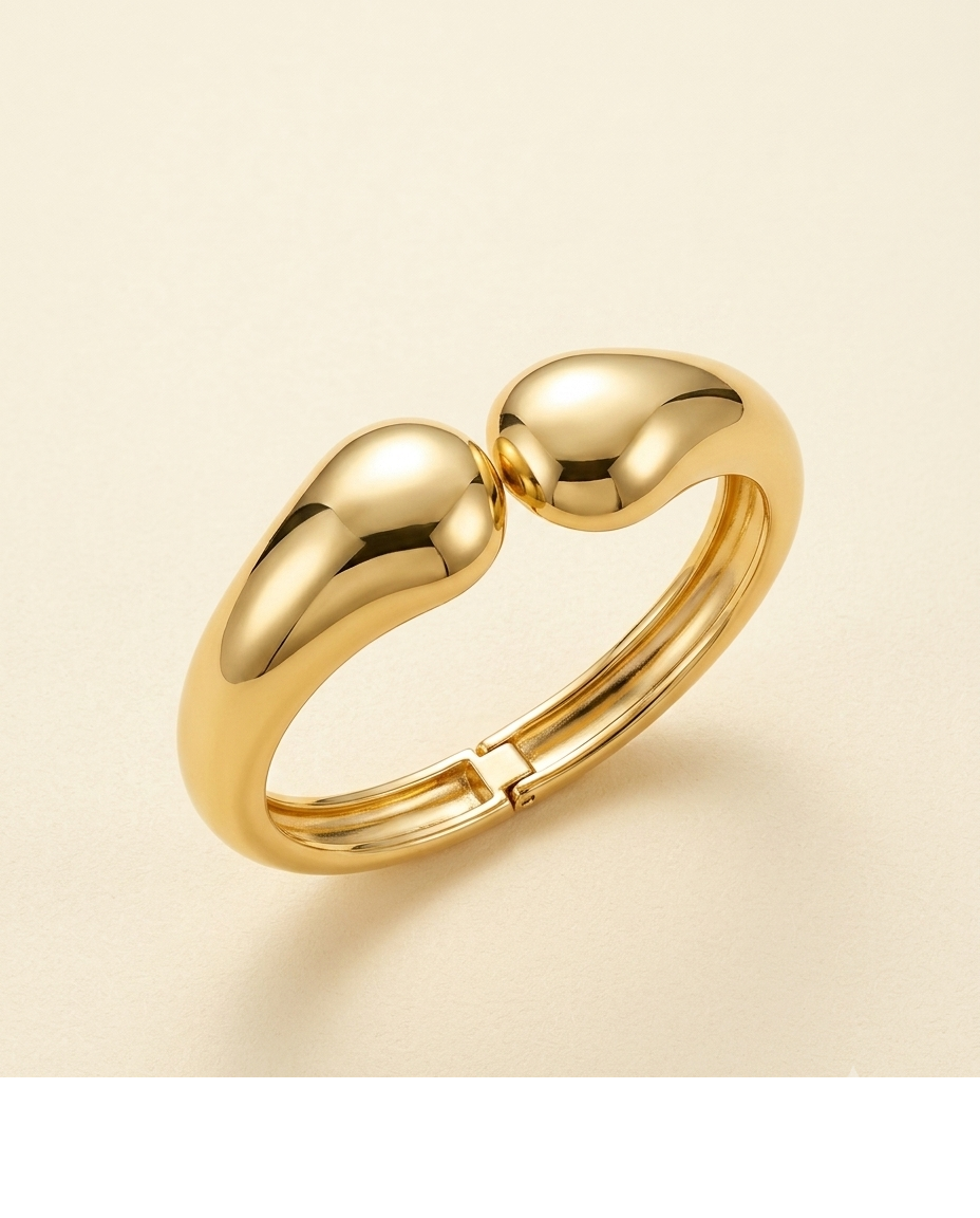 Gold Dome Open Cuff Bangle for Women
