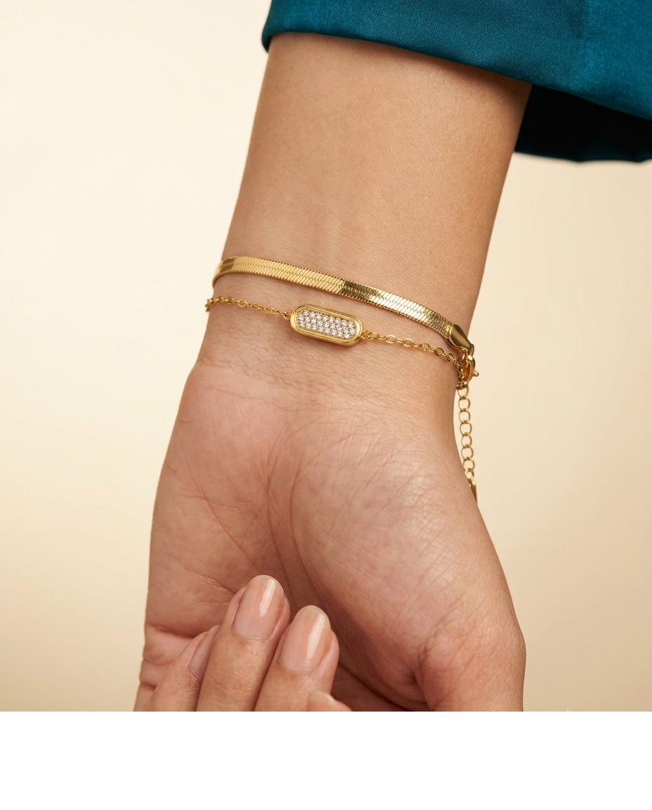 Gold Crystal Bar Adjustable Bracelet