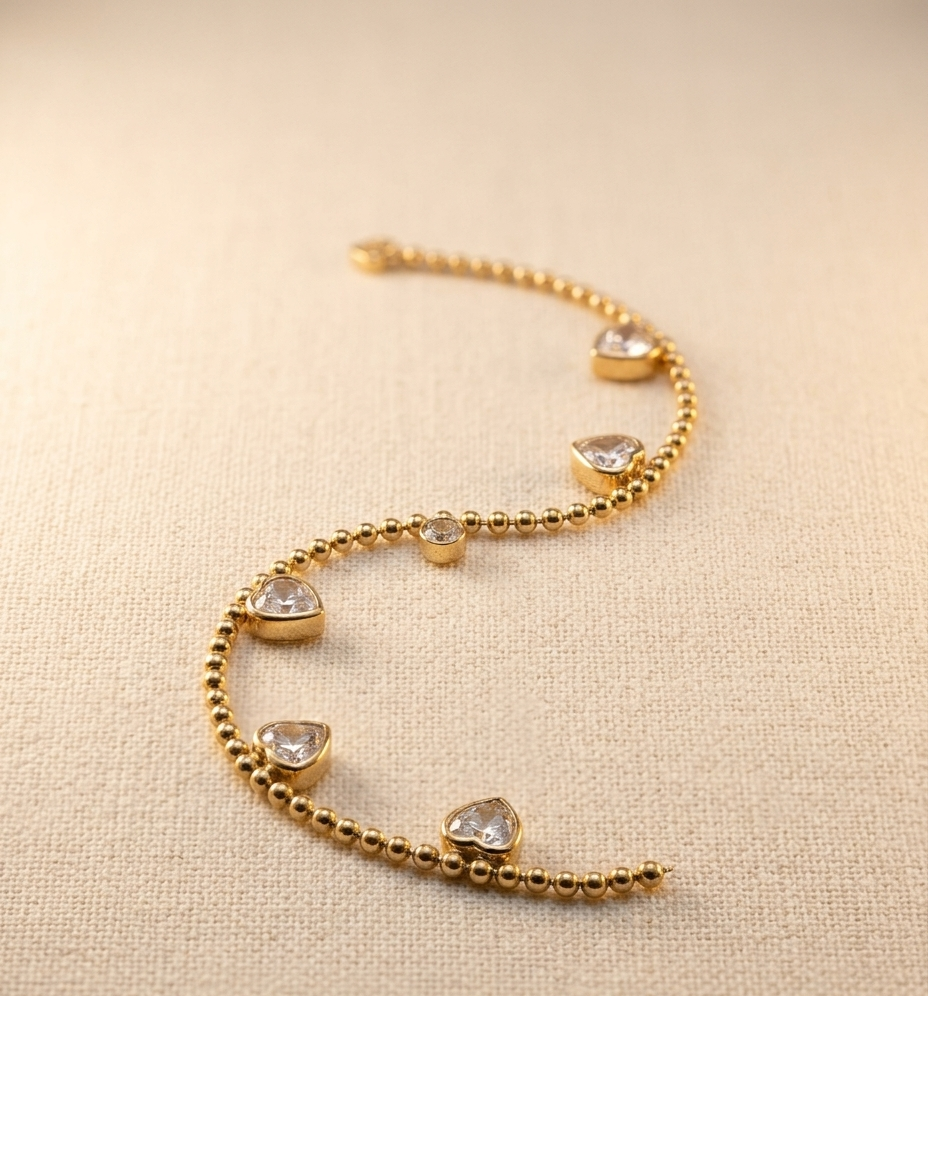 Crystal Drop Bead Chain Bracelet