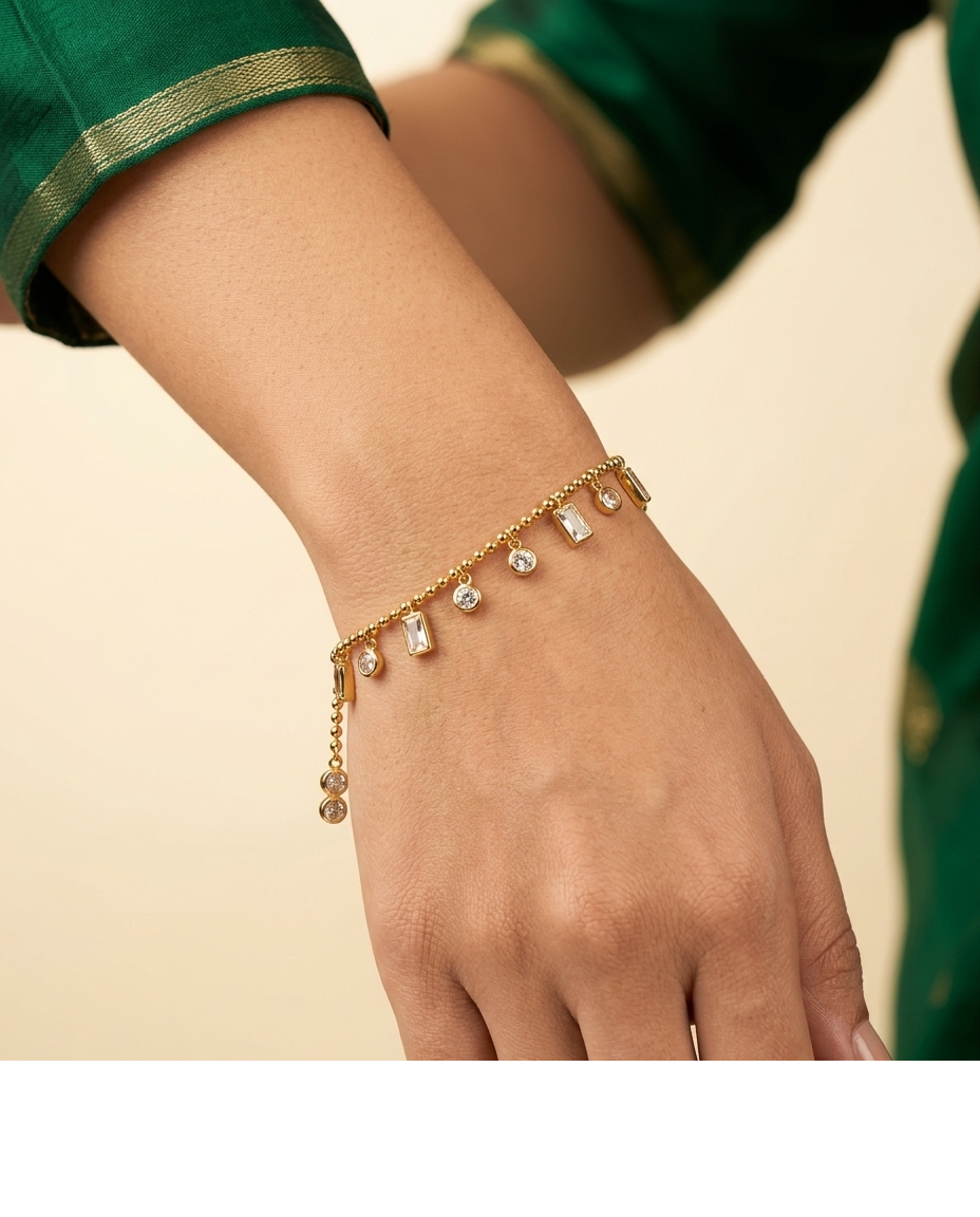 Gold Geometric Crystal Chain Bracelet