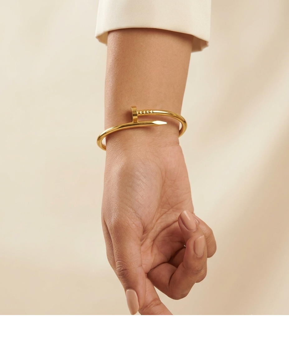 Gold-Tone Minimalist Designer Bangle for Women