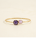 Purple & Pink Stone Gold Open Cuff Bangle for Women