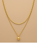 Gold-Tone Layered Beaded Ball Pendant Necklace for Women