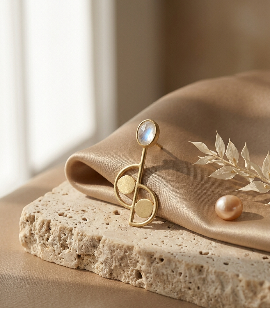 Geometric Mother of Pearl Gold Earrings for Women