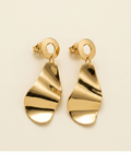 Aurora Wave Gold Plated Statement Drop Earrings for Women