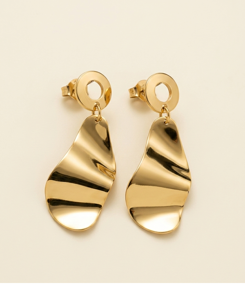 Aurora Wave Gold Plated Statement Drop Earrings for Women