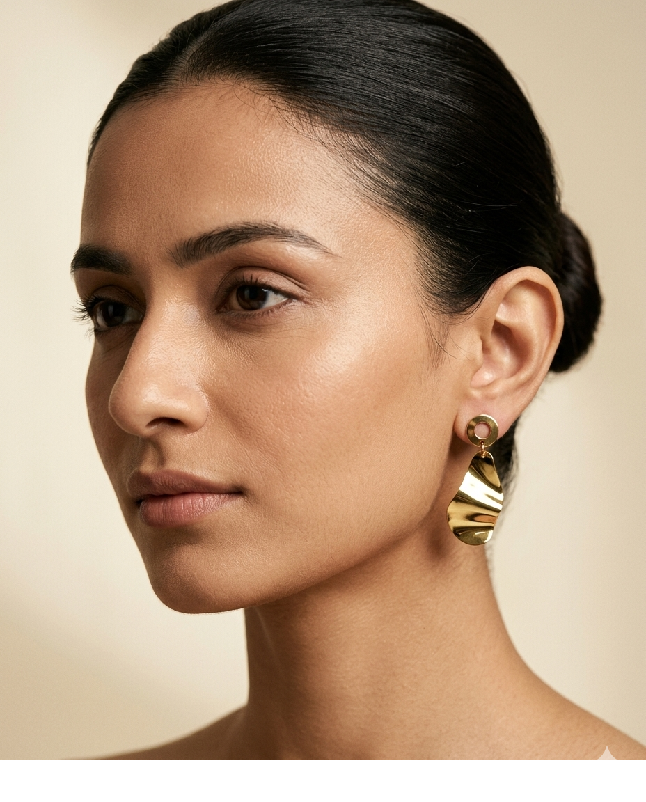 Aurora Wave Gold Plated Statement Drop Earrings for Women
