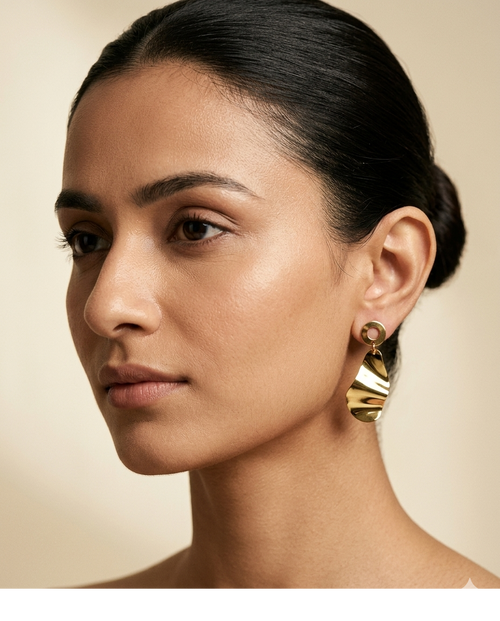 Aurora Wave Gold Plated Statement Drop Earrings for Women