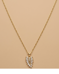 Radiant Leaf Crystal Pendant Necklace