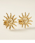 Gold Sun Spiral Statement Earrings for Women