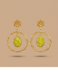 Lime Green Crystal Hoop Drop Earrings for Women