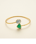 Blue & Green Gemstone Open Cuff Bangle for Women