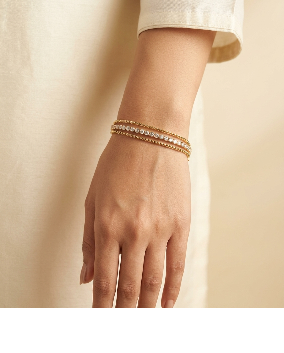 Double Chain Crystal Tennis Bracelet