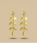 Gold Floral Leaf Branch Drop Earrings for Women