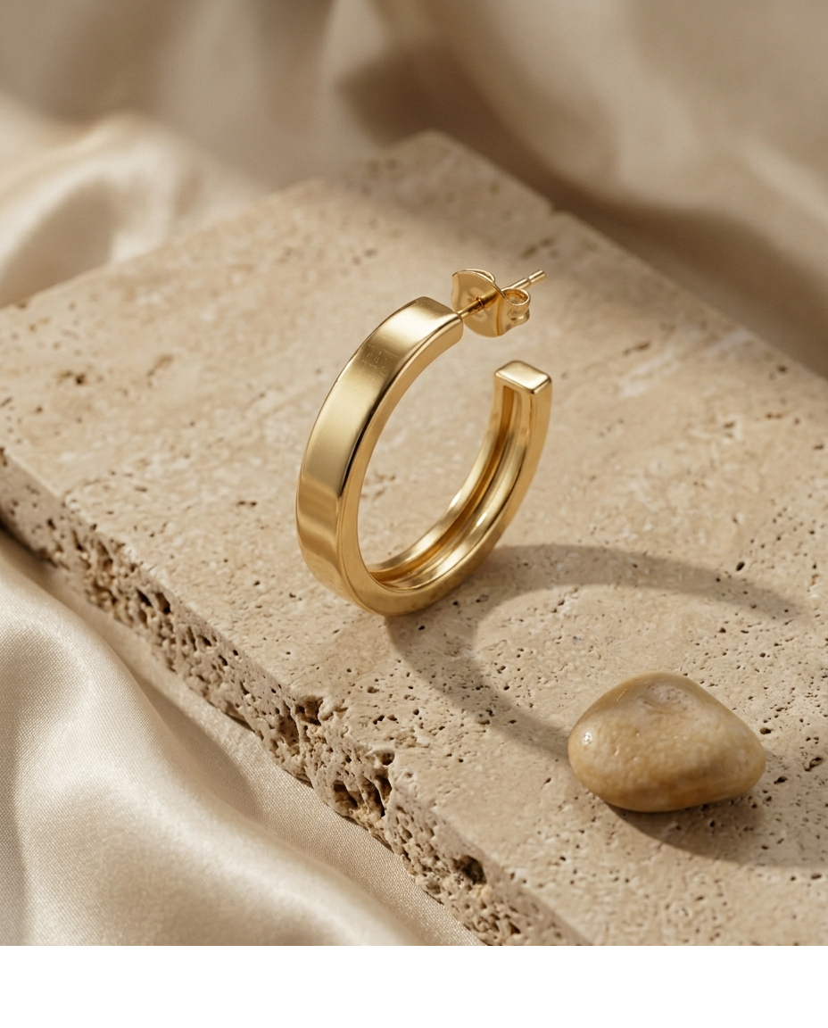 Classic Chunky Gold Hoop Earrings for Women