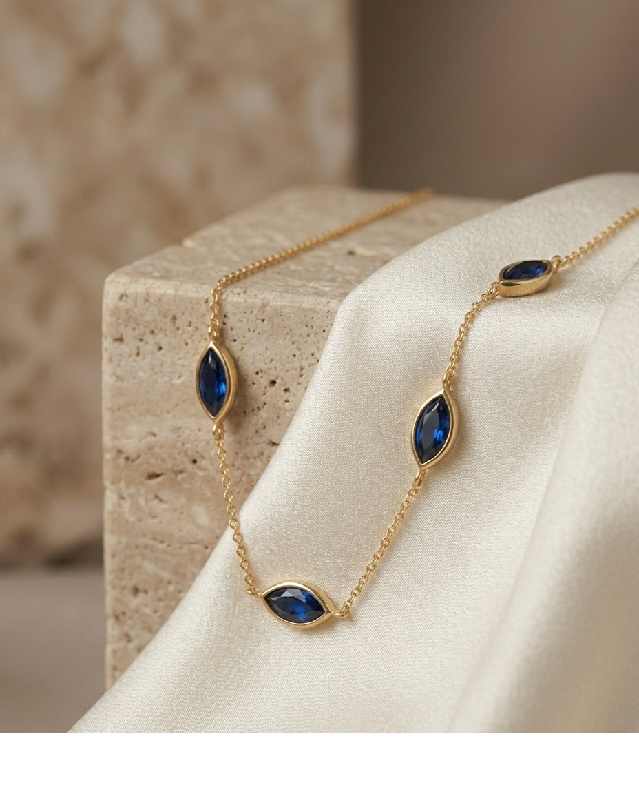 Sapphire Marquise Station Necklace