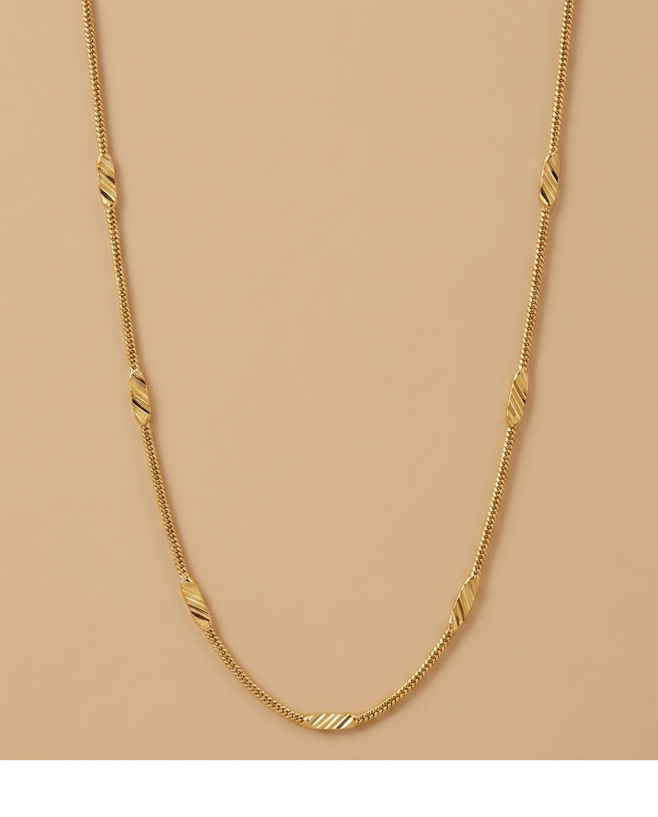Golden Geometric Bar Station Necklace for Women