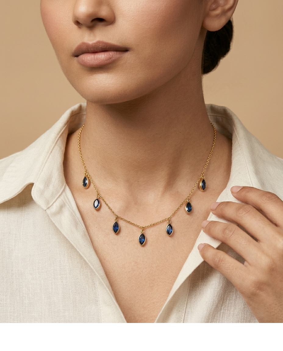 Sapphire Marquise Station Necklace