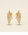 Gold Geometric Bar Statement Earrings with Crystals for Women