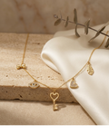 Golden Lucky Charm Heart Key Necklace for Women