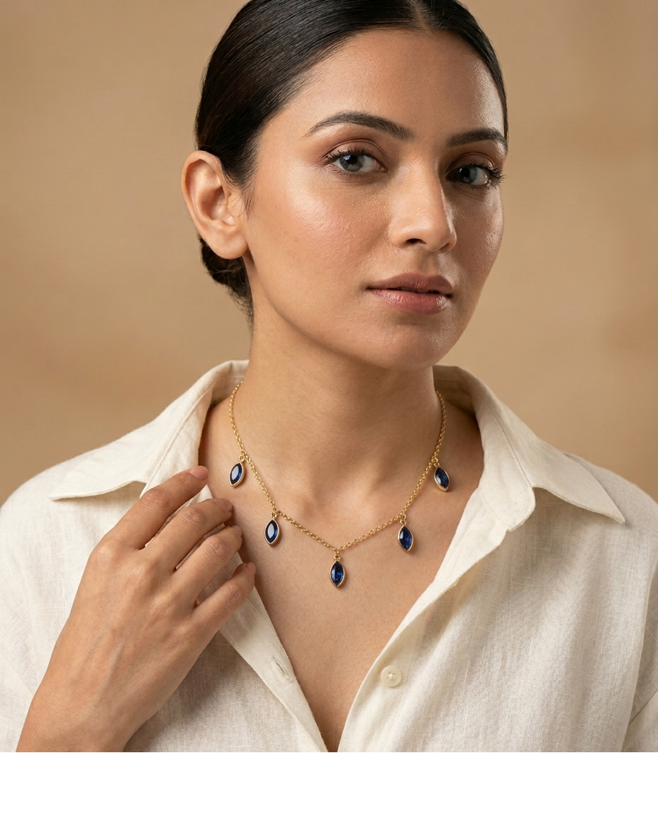 Sapphire Marquise Station Necklace