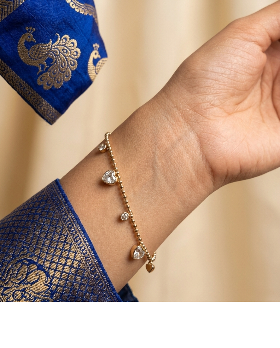 Crystal Drop Bead Chain Bracelet