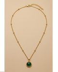 Classic Green Cabochon Gold Pendant Necklace for Women