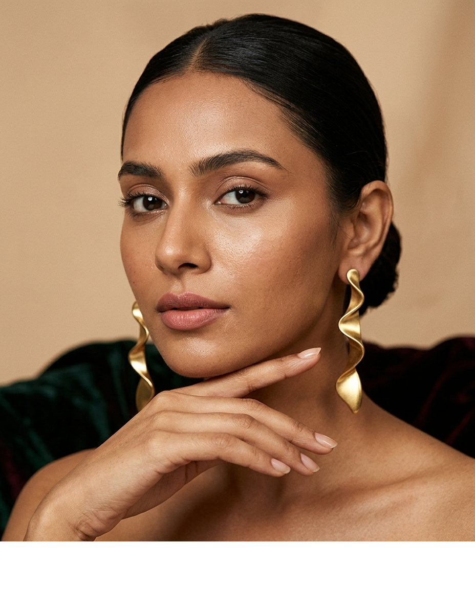 Sculptural Wavy Gold Cuff Bracelet for Women