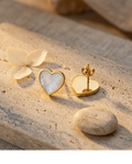 Mother of Pearl Heart Stud Earrings for Women