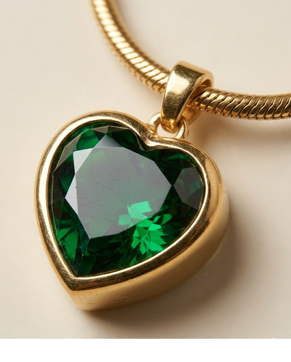 Emerald Heart Crystal Pendant Necklace