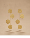 Textured Gold Disc Linear Drop Earrings for Women