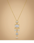 Golden Emerald-Cut Crystal Drop Pendant Necklace for Women