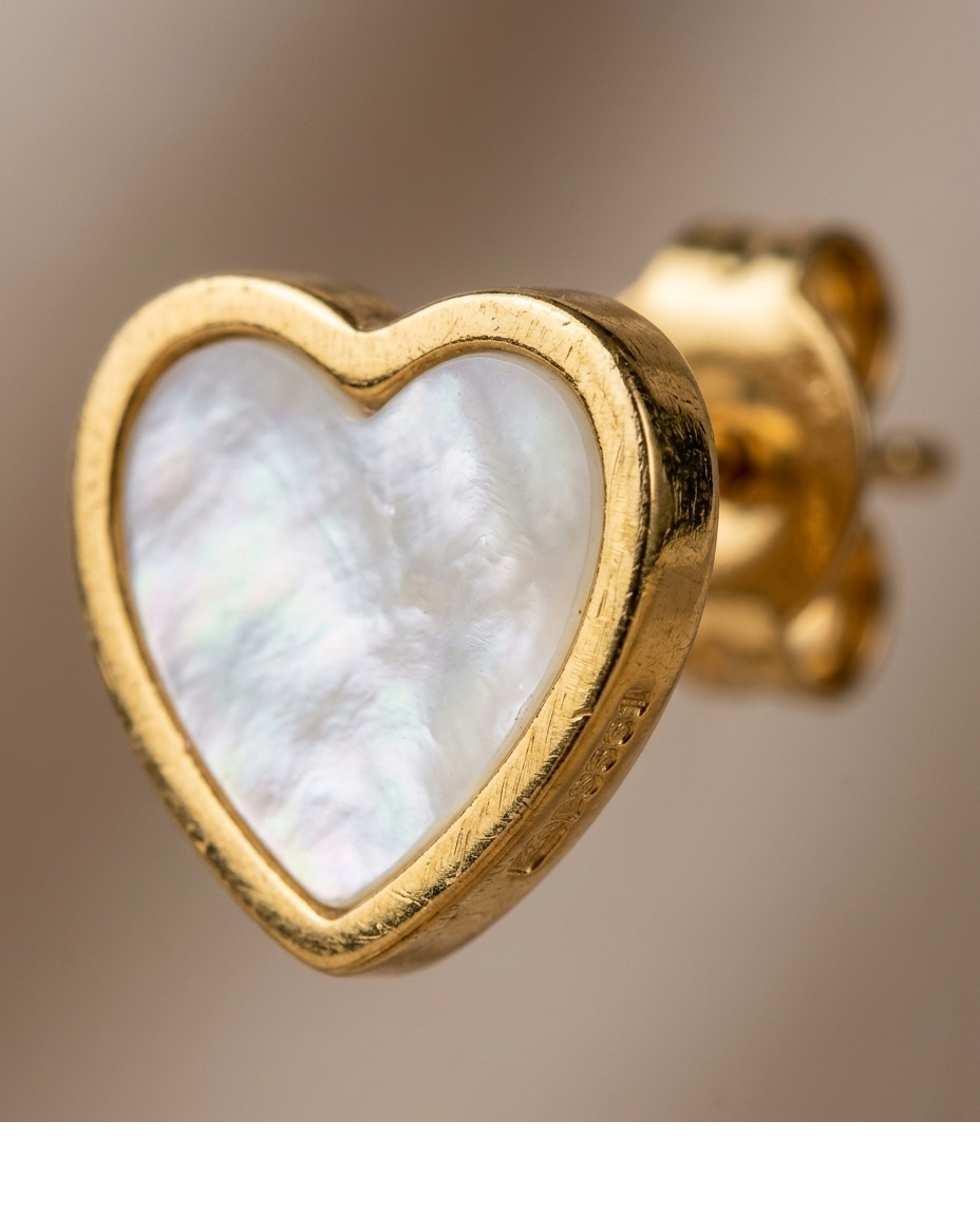 Mother of Pearl Heart Stud Earrings for Women