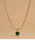 Emerald Heart Crystal Pendant Necklace