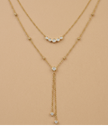 Golden Layered Crystal Drop Necklace for Women