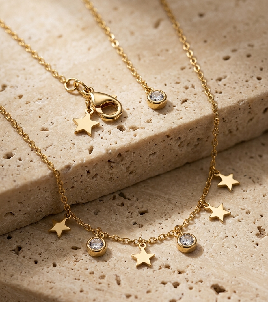 Celestial Star Charm Station Necklace