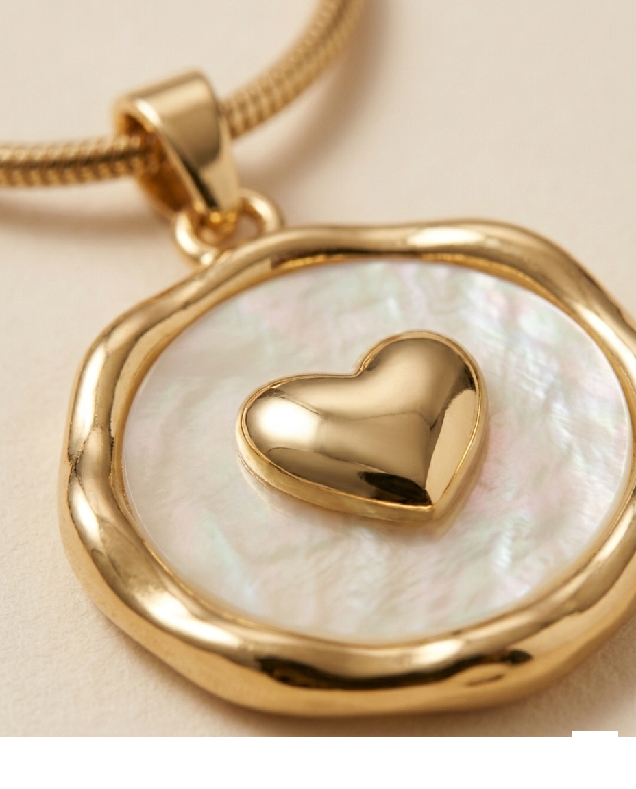 Mother of Pearl Heart Medallion Necklace