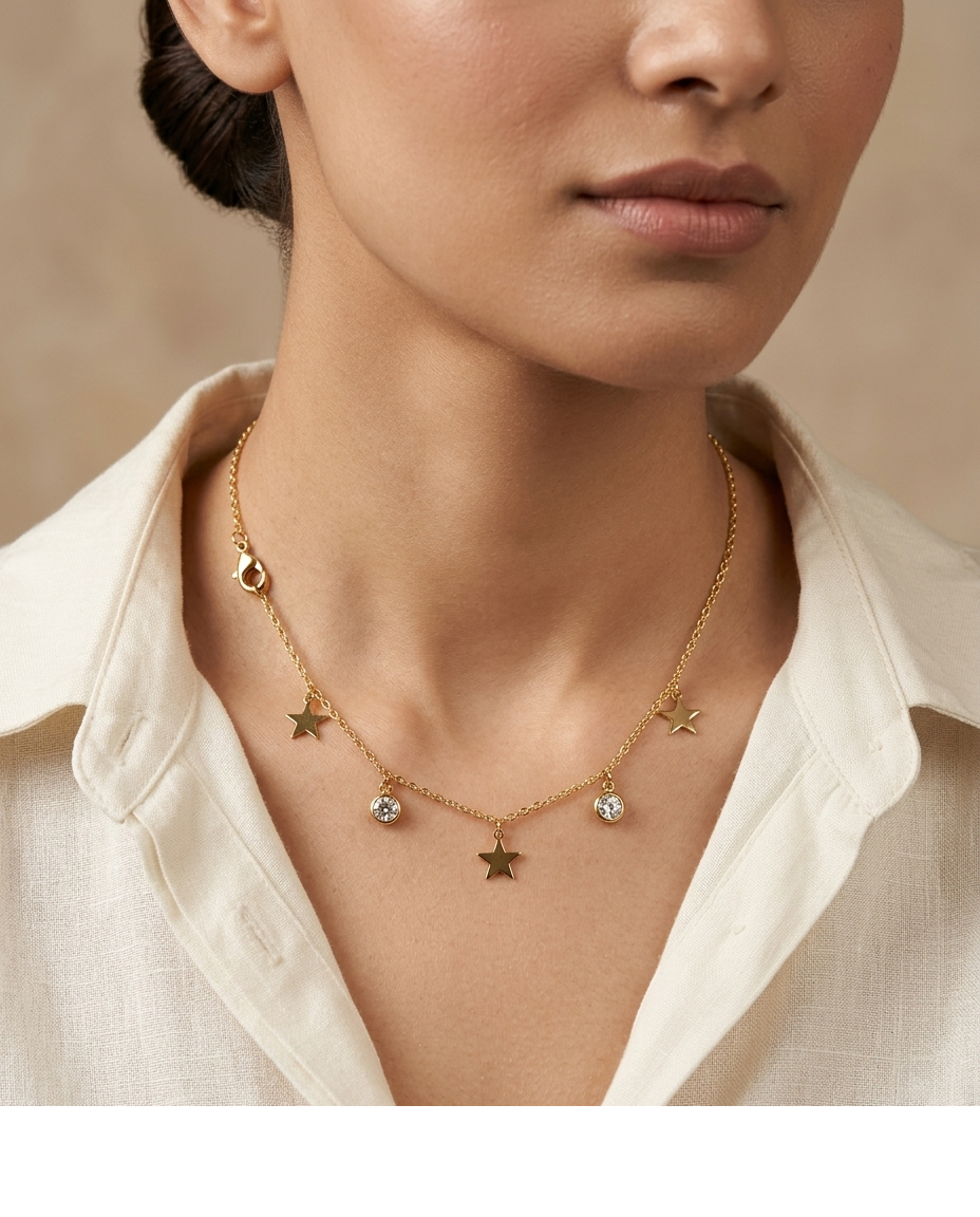 Celestial Star Charm Station Necklace