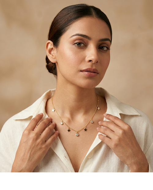 Celestial Star Charm Station Necklace