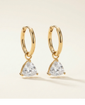 Trinity Spark Gold Plated Trillion CZ Huggie Hoop Earrings for Women