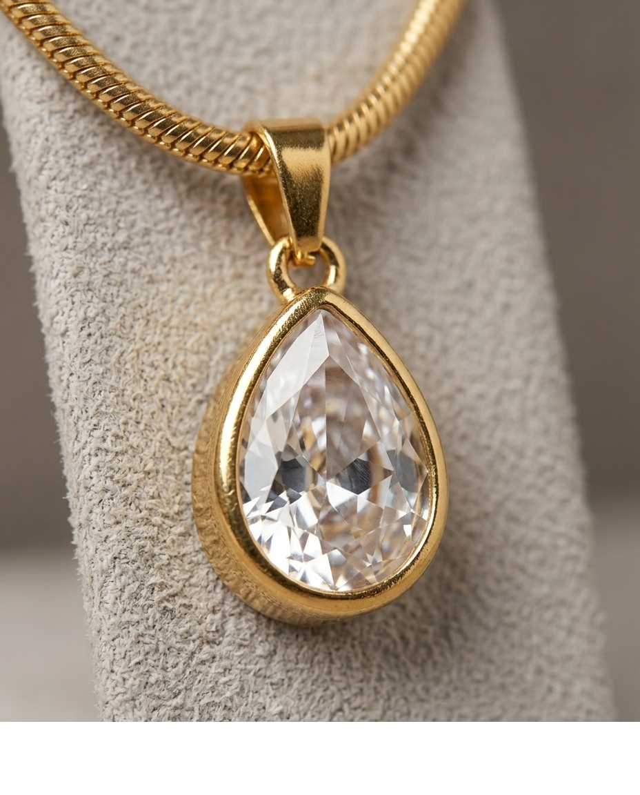 Classic Teardrop Crystal Pendant Necklace