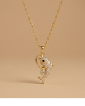 Crystal Dolphin Pendant Necklace in Gold