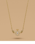 Golden Crown Wing Crystal Pendant Necklace for Women
